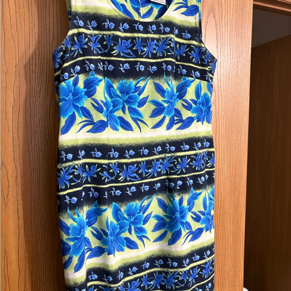 Kathie Lee Collection Blue Floral Midi Dress
